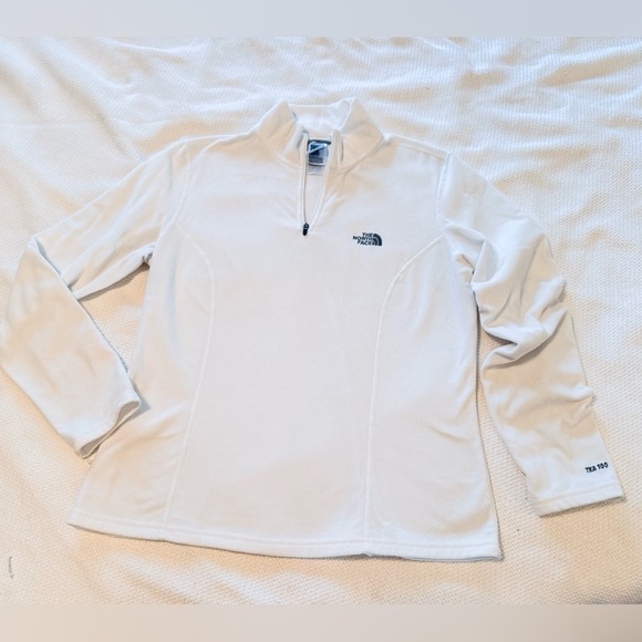 THE NORTH FACE TKA 100 White Fleece Quarter-Zip Pullover Sweatshirt Top Sweater - Picture 6 of 16